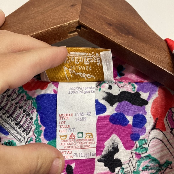 New Vintage Nightgown Womens Medium Pink Blue Print Silk Long Sleeve Nightie - Picture 11 of 13